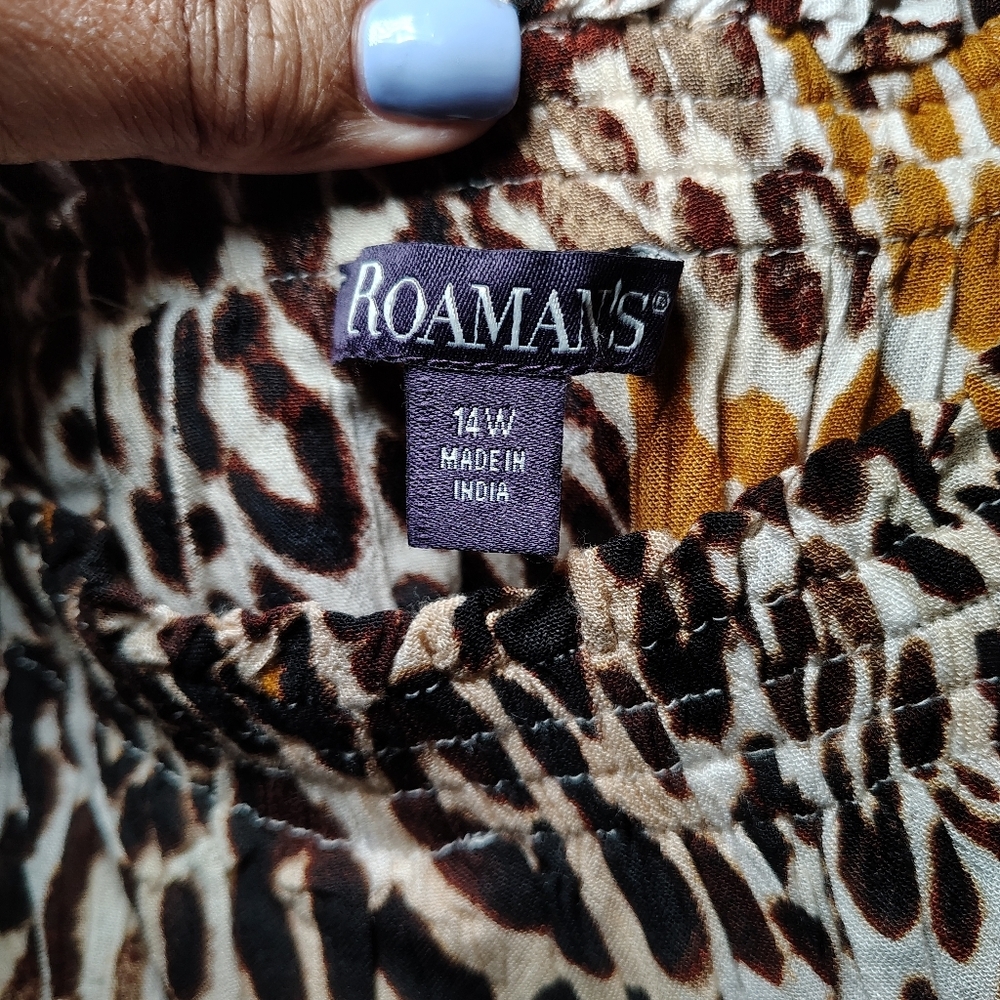 Roaman’s Leopard Print Top – Size 14W | Off-Shoulder Option - Picture 8 of 10